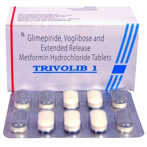 Glimepiride 1mg, Metformin 500mg, Voglibose 0.2mg Tablet